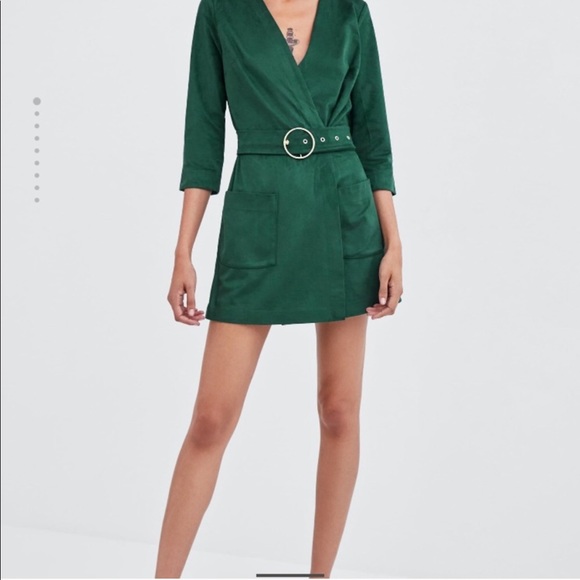 Zara green suede playsuit Clearance